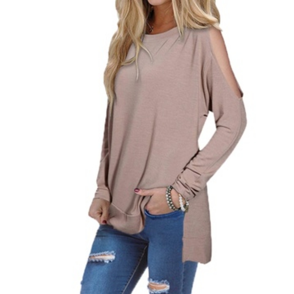 Leo Rosi Pink Spring Cold Shoulder Top Size M